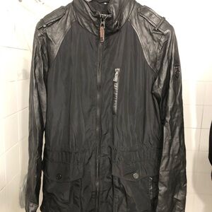Luxury limited edition RUDSAK Black Military Field Jacket with Leather Accents